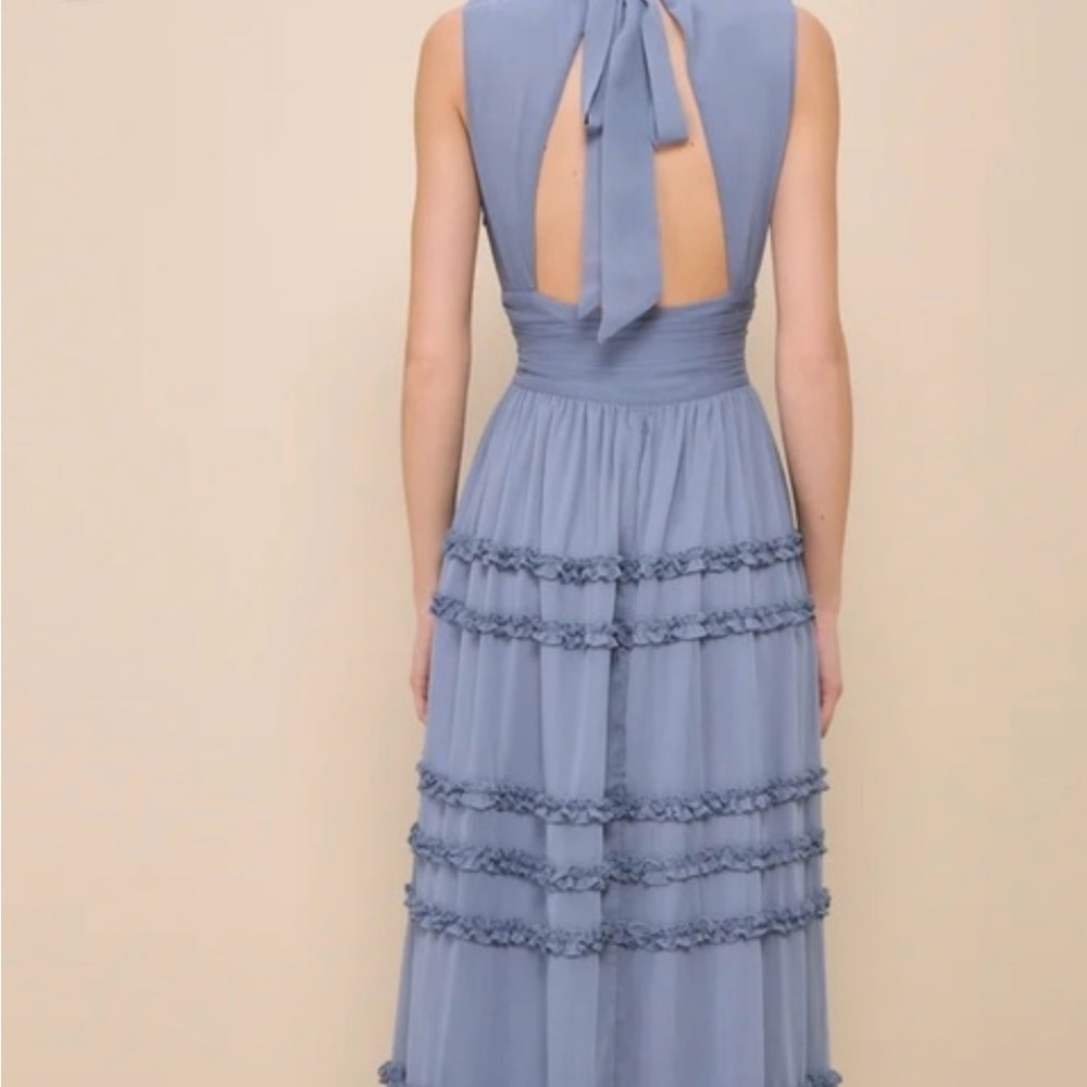 Lulu's Dusty Blue Tiered Maxi Dress - Picture 2 of 11
